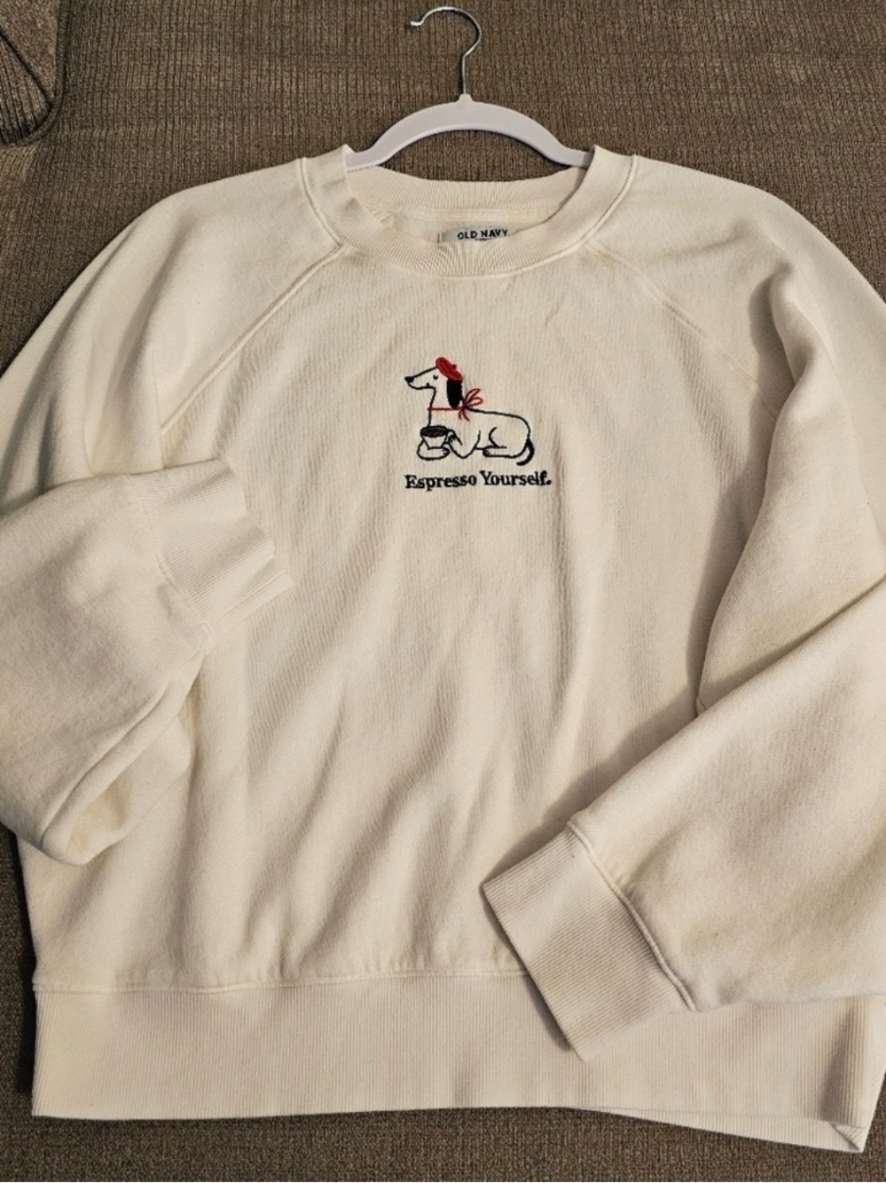 Old Navy So Comfy Classic Length Expresso Yourself Crew Sweater Size Medium